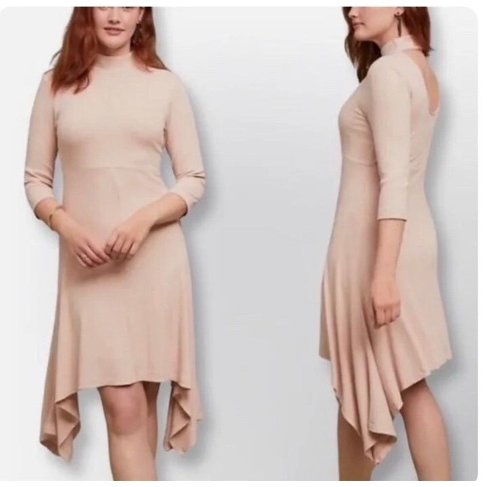 Anthropologie Building 13 Pink Ribbed Asymmetrical Dress L‎